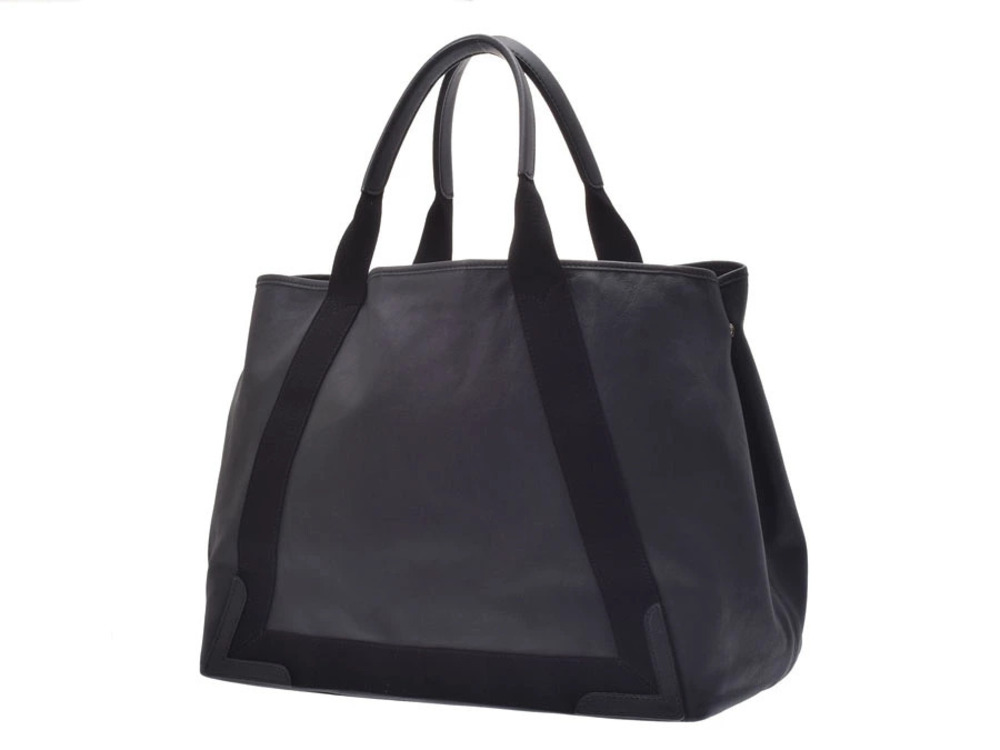 Balenciaga Tote Leather Blue Bag Black Cabas Navy Canvas Blue Black